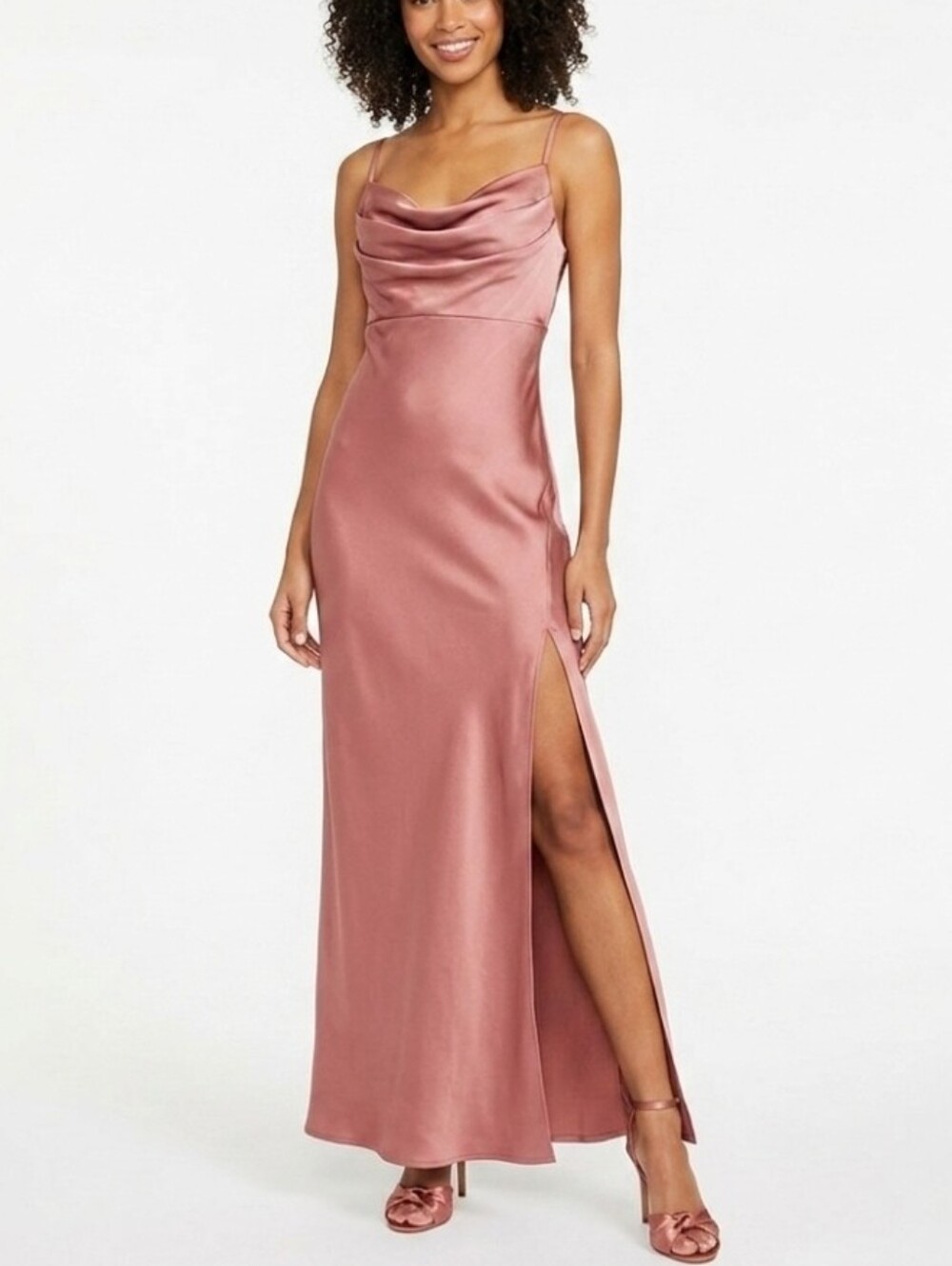 Pre-Loved Revelry Skye Desert Rose Satin Double-Slit Maxi Dress